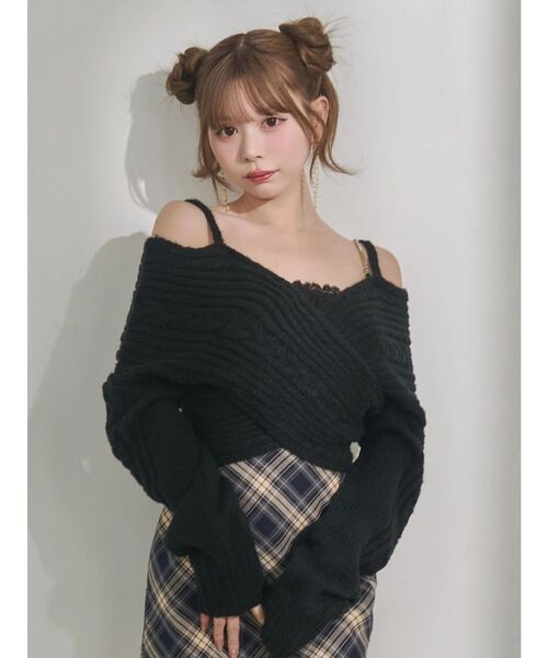 EATME（イートミー）の「BACKリボンカシュクールニットTOP（ニット/セーター・レディース・オフホワイト/ブラック/ワイン・FREE）」の18枚目の写真