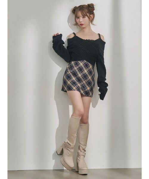 EATME（イートミー）の「BACKリボンカシュクールニットTOP（ニット/セーター・レディース・オフホワイト/ブラック/ワイン・FREE）」の12枚目の写真