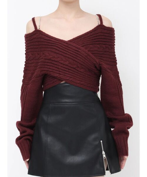EATME（イートミー）の「BACKリボンカシュクールニットTOP（ニット/セーター・レディース・オフホワイト/ブラック/ワイン・FREE）」の13枚目の写真