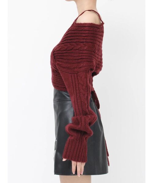 EATME（イートミー）の「BACKリボンカシュクールニットTOP（ニット/セーター・レディース・オフホワイト/ブラック/ワイン・FREE）」の14枚目の写真