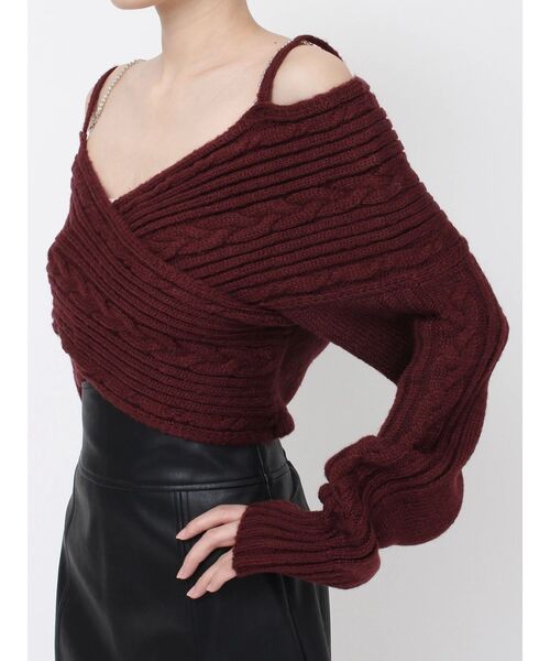 EATME（イートミー）の「BACKリボンカシュクールニットTOP（ニット/セーター・レディース・オフホワイト/ブラック/ワイン・FREE）」の5枚目の写真