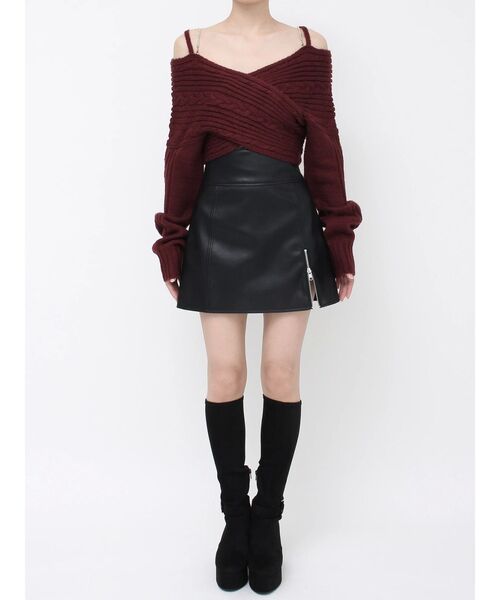 EATME（イートミー）の「BACKリボンカシュクールニットTOP（ニット/セーター・レディース・オフホワイト/ブラック/ワイン・FREE）」の8枚目の写真