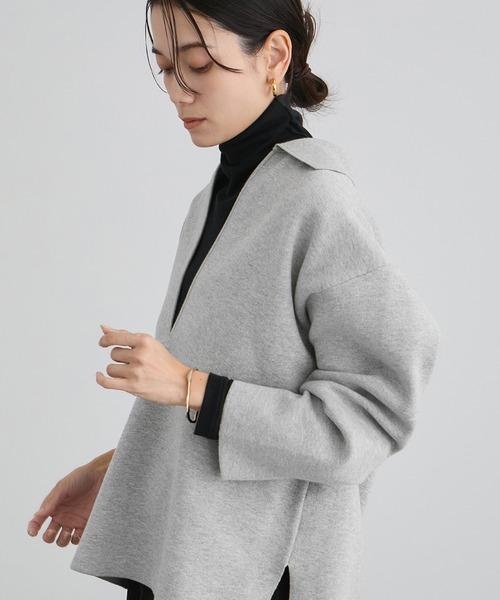 SALON adam et rope'（サロン アダム エ ロペ）の「【WEB限定】スキッパーニットプルオーバー（ニット/セーター・レディース・ブラック/グレー/オフホワイト・FREE）」の3枚目の写真