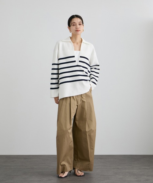 SALON adam et rope'（サロン アダム エ ロペ）の「【WEB限定】スキッパーニットプルオーバー（ニット/セーター・レディース・ブラック/グレー/オフホワイト・FREE）」の20枚目の写真