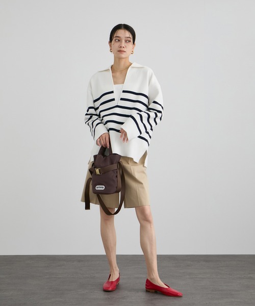 SALON adam et rope'（サロン アダム エ ロペ）の「【WEB限定】スキッパーニットプルオーバー（ニット/セーター・レディース・ブラック/グレー/オフホワイト・FREE）」の15枚目の写真