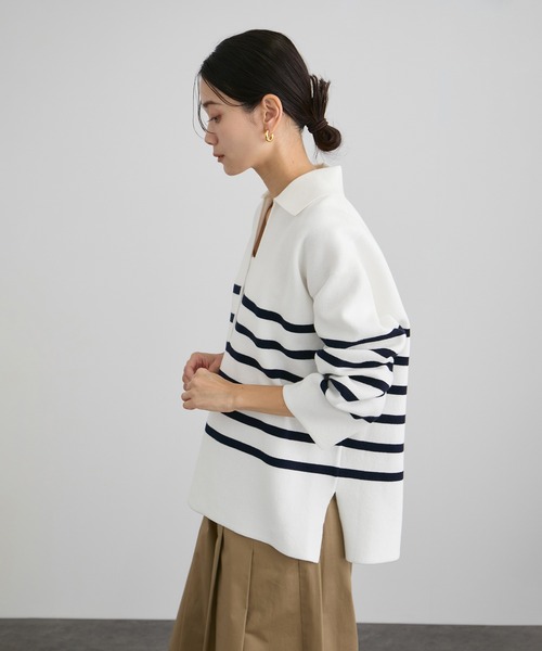 SALON adam et rope'（サロン アダム エ ロペ）の「【WEB限定】スキッパーニットプルオーバー（ニット/セーター・レディース・ブラック/グレー/オフホワイト・FREE）」の17枚目の写真