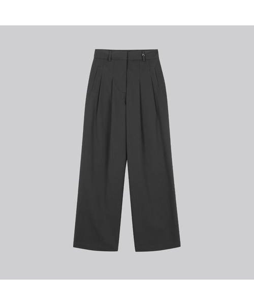 FRIVER07(フリバー07)の「Belt point pintuck wide cotton pants_Charcoal(その他パンツ・レディース・チャコール・SMALL/MEDIUM)」の1枚目の写真