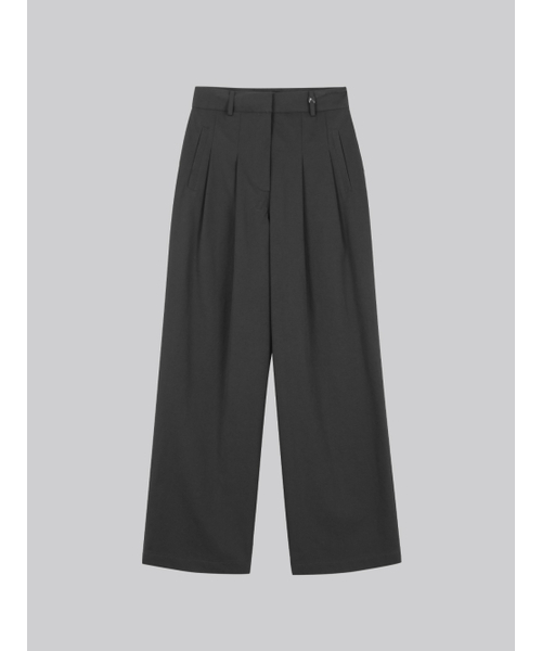 FRIVER07(フリバー07)の「Belt point pintuck wide cotton pants_Charcoal(その他パンツ・レディース・チャコール・SMALL/MEDIUM)」の2枚目の写真