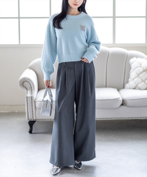 CLEAR BASIC（クリアベーシック）の「ビジューニットトップス[大人 フェミニン 上品 着回し抜群]（ニット/セーター・レディース・オフホワイト/ブラック/サックスブルー・F）」の19枚目の写真