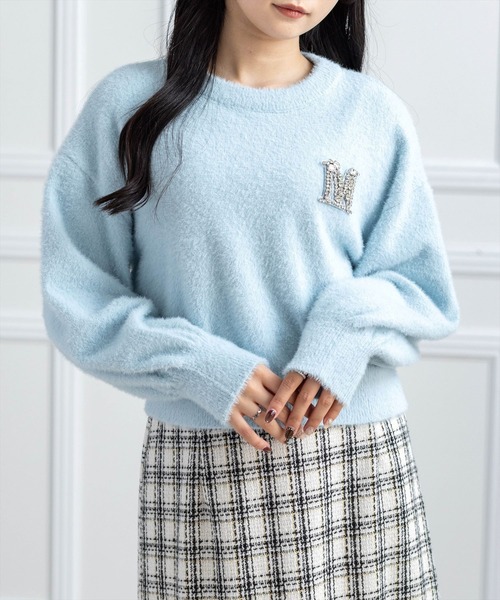 CLEAR BASIC（クリアベーシック）の「ビジューニットトップス[大人 フェミニン 上品 着回し抜群]（ニット/セーター・レディース・オフホワイト/ブラック/サックスブルー・F）」の20枚目の写真