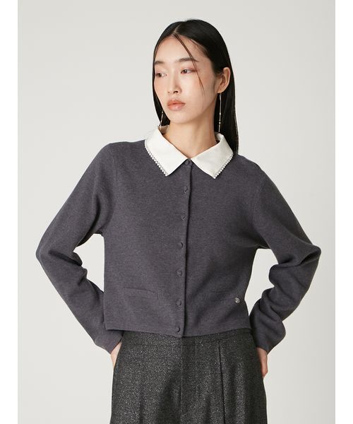 【FRAY I.D】パールトリムカラーアタッチドカーディガン パールトリムカラーアタッチドカーディガン（カーディガン/ボレロ