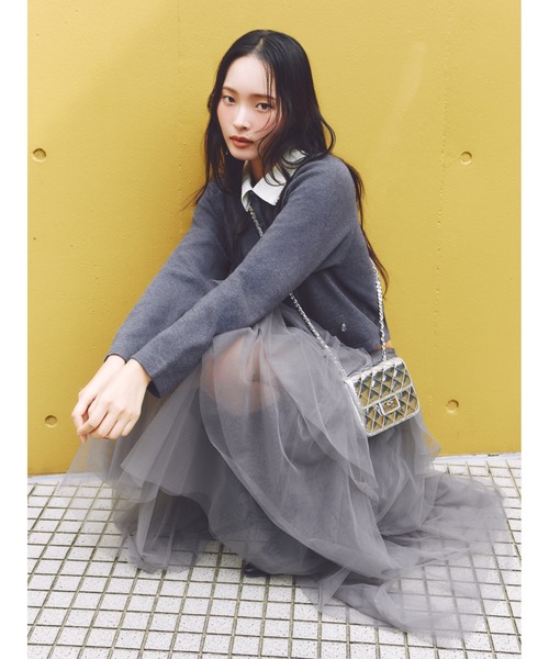 パールトリムカラーアタッチドカーディガン（カーディガン/ボレロ