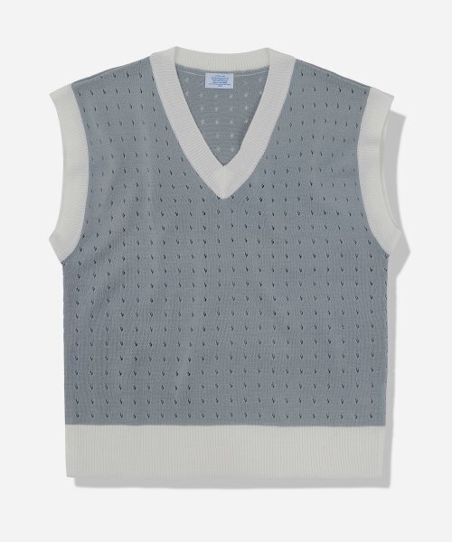 LETTERCOMO(レテルコモ)の「シティパンチングVネックニットベストグレー(ベスト・メンズ・その他・LARGE/MEDIUM)」の1枚目の写真