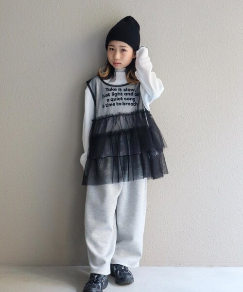 CIAOPANIC TYPY（チャオパニックティピー）の「【KIDS】インナーリブTEE付きティアードチュールトップス≪ジュニアサイズあり≫（Tシャツ/カットソー・キッズ・ブラック/イエロー・XX-LARGE/SMALL/MEDIUM/LARGE/X-LARGE）」の10枚目の写真