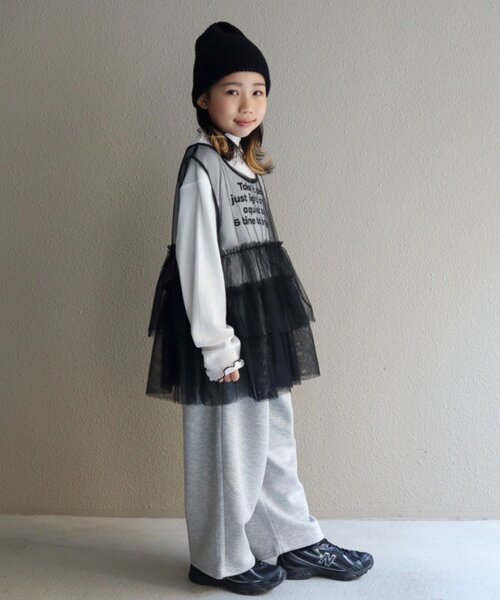 CIAOPANIC TYPY（チャオパニックティピー）の「【KIDS】インナーリブTEE付きティアードチュールトップス≪ジュニアサイズあり≫（Tシャツ/カットソー・キッズ・ブラック/イエロー・XX-LARGE/SMALL/MEDIUM/LARGE/X-LARGE）」の11枚目の写真