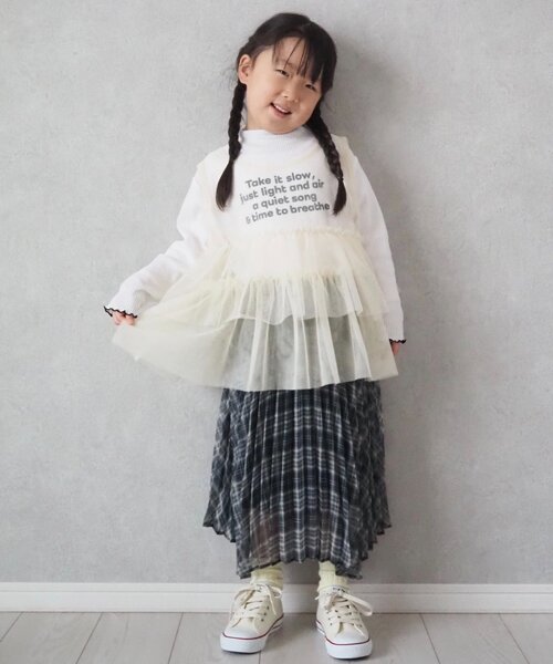 CIAOPANIC TYPY（チャオパニックティピー）の「【KIDS】インナーリブTEE付きティアードチュールトップス≪ジュニアサイズあり≫（Tシャツ/カットソー・キッズ・ブラック/イエロー・XX-LARGE/SMALL/MEDIUM/LARGE/X-LARGE）」の16枚目の写真