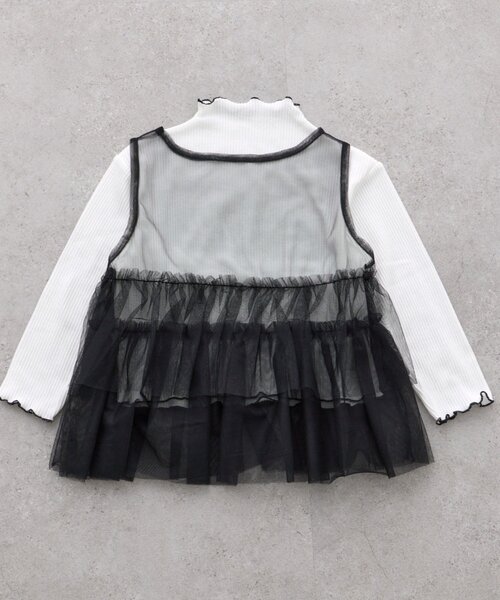 CIAOPANIC TYPY（チャオパニックティピー）の「【KIDS】インナーリブTEE付きティアードチュールトップス≪ジュニアサイズあり≫（Tシャツ/カットソー・キッズ・ブラック/イエロー・XX-LARGE/SMALL/MEDIUM/LARGE/X-LARGE）」の17枚目の写真