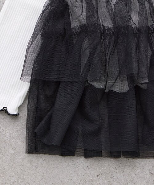 CIAOPANIC TYPY（チャオパニックティピー）の「【KIDS】インナーリブTEE付きティアードチュールトップス≪ジュニアサイズあり≫（Tシャツ/カットソー・キッズ・ブラック/イエロー・XX-LARGE/SMALL/MEDIUM/LARGE/X-LARGE）」の22枚目の写真