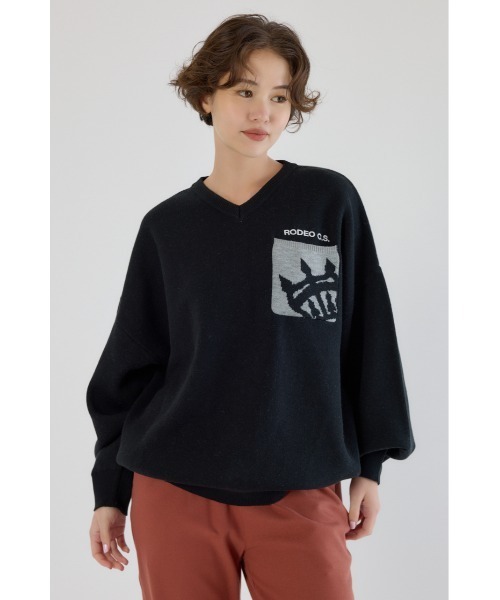 RODEO CROWNS WIDE BOWL(ロデオクラウンズワイドボウル)の「バックバイカラーロゴニットトップス(ニット/セーター・レディース・ブルー系その他/ホワイト系その他/ブラック系その他/ピンク系その他・FREE)」の10枚目の写真