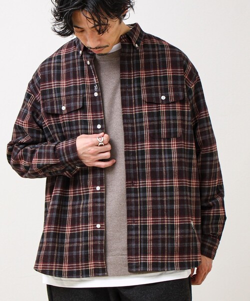 GLOSTER（グロスター）の「【BOY ASTLAD刺繍】 フラップポケット ボタンダウンネルシャツ（シャツ/ブラウス・メンズ・レッド系その他/ブルー系その他6/ブラウン系その他・S/M/L）」の19枚目の写真