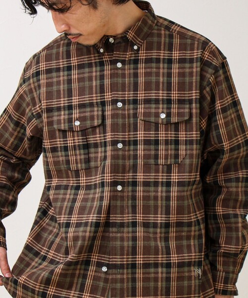 GLOSTER（グロスター）の「【BOY ASTLAD刺繍】 フラップポケット ボタンダウンネルシャツ（シャツ/ブラウス・メンズ・レッド系その他/ブルー系その他6/ブラウン系その他・S/M/L）」の9枚目の写真