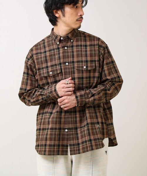 GLOSTER（グロスター）の「【BOY ASTLAD刺繍】 フラップポケット ボタンダウンネルシャツ（シャツ/ブラウス・メンズ・レッド系その他/ブルー系その他6/ブラウン系その他・S/M/L）」の10枚目の写真