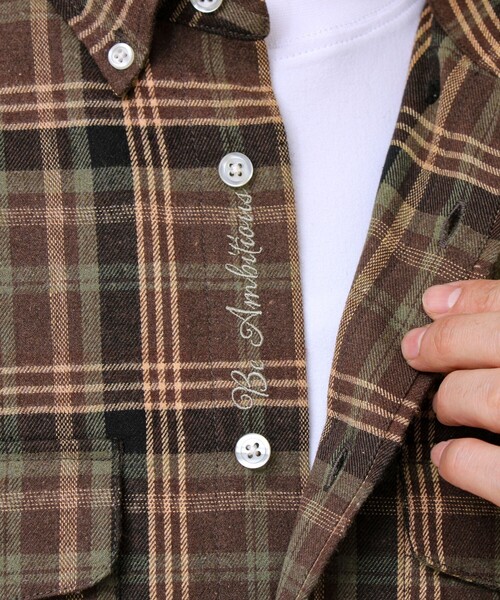 GLOSTER（グロスター）の「【BOY ASTLAD刺繍】 フラップポケット ボタンダウンネルシャツ（シャツ/ブラウス・メンズ・レッド系その他/ブルー系その他6/ブラウン系その他・S/M/L）」の12枚目の写真