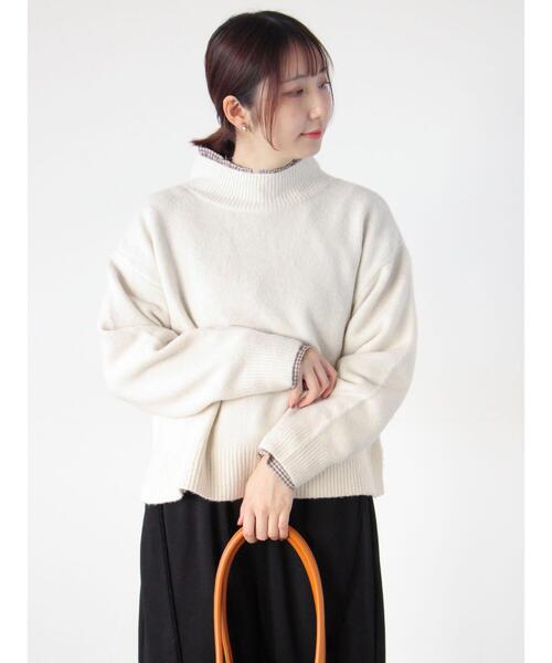 Te chichi TERRASSE（テチチテラス）の「もちもちメランジボトルネックニット（ニット/セーター・レディース・ピンク/グレー/ブルー/オフホワイト/ブラック・F）」の2枚目の写真