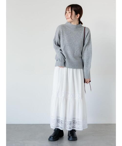 Te chichi TERRASSE（テチチテラス）の「もちもちメランジボトルネックニット（ニット/セーター・レディース・ピンク/グレー/ブルー/オフホワイト/ブラック・F）」の10枚目の写真