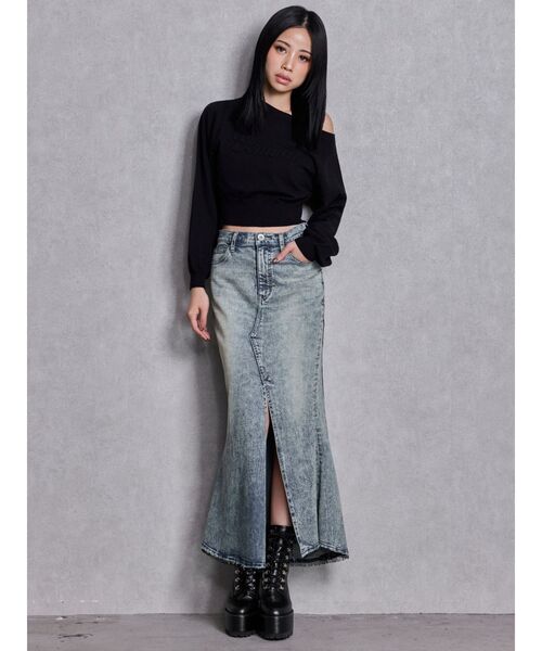 GYDA(ジェイダ)の「ハイウエストHEM LACEマーメイドデニムスカート(デニムスカート・レディース・インディゴブルー/ライトブルー・MEDIUM/SMALL/X-SMALL)」の6枚目の写真