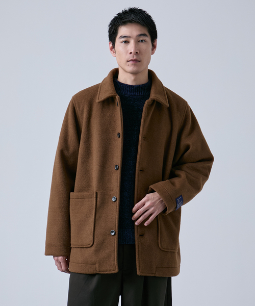 セール】ウールミックス ビーバーハーフコート（ステンカラーコート