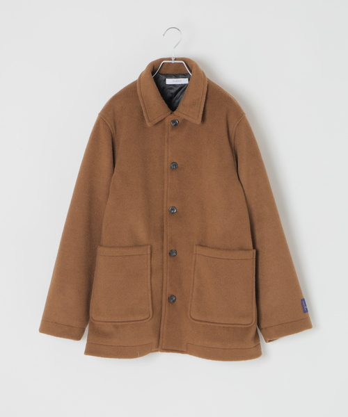 B.C STOCK ウールコート セール】ウールミックス ビーバーハーフコート（ステンカラーコート