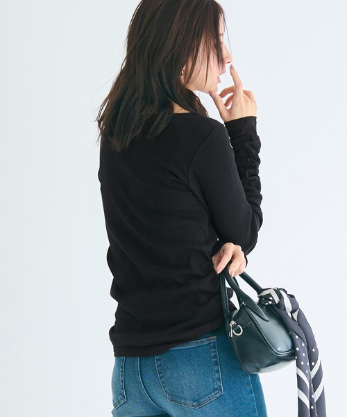 coca(coca)(コカ)の「袖シャーリングレイヤードトップス(Tシャツ/カットソー・レディース・ホワイト/ブラック・L/M/S)」の11枚目の写真
