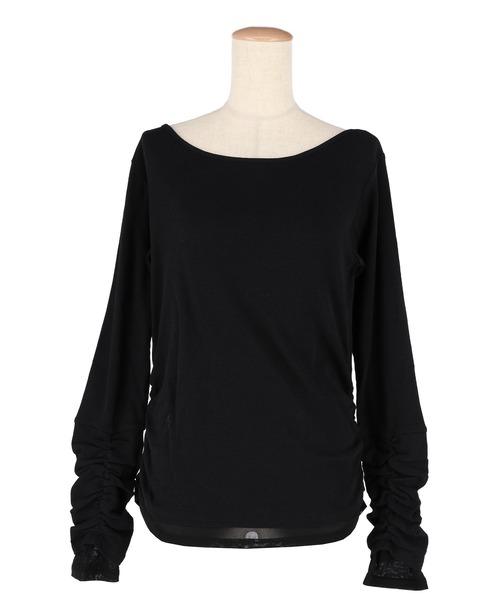 coca(coca)(コカ)の「袖シャーリングレイヤードトップス(Tシャツ/カットソー・レディース・ホワイト/ブラック・L/M/S)」の20枚目の写真