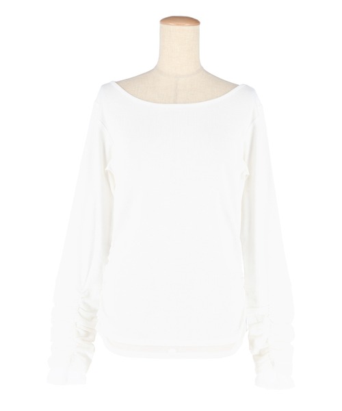 coca(coca)(コカ)の「袖シャーリングレイヤードトップス(Tシャツ/カットソー・レディース・ホワイト/ブラック・L/M/S)」の21枚目の写真