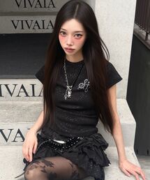 SEQUENZ（シークエンズ）の「※WEB限定 / セットアップ対応 / レディースグリッターコンパクトT /sqnz glitter compact tee（Tシャツ/カットソー）」