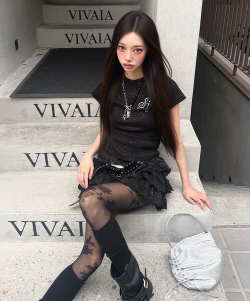 SEQUENZ(シークエンズ)の「※WEB限定 / セットアップ対応 / レディースグリッターコンパクトT /sqnz glitter compact tee(Tシャツ/カットソー・レディース・ブラック/ダークネイビー/ライトピンク・MEDIUM/SMALL)」の19枚目の写真