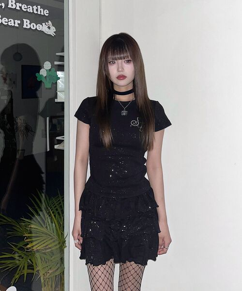 SEQUENZ(シークエンズ)の「※WEB限定 / セットアップ対応 / レディースグリッターコンパクトT /sqnz glitter compact tee(Tシャツ/カットソー・レディース・ブラック/ダークネイビー/ライトピンク・MEDIUM/SMALL)」の22枚目の写真
