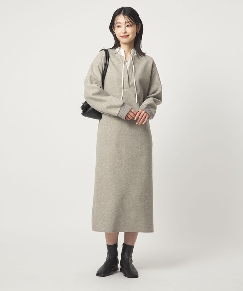green label relaxing（グリーンレーベルリラクシング）の「メルトンライク ワンピース（ワンピース・レディース・グレー系/ブラウン系/ダークグレー・FREE）」の3枚目の写真