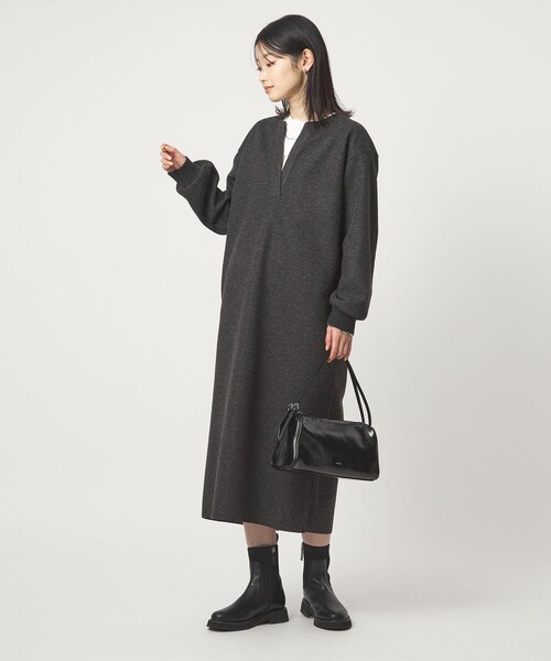 green label relaxing（グリーンレーベルリラクシング）の「メルトンライク ワンピース（ワンピース・レディース・グレー系/ブラウン系/ダークグレー・FREE）」の10枚目の写真