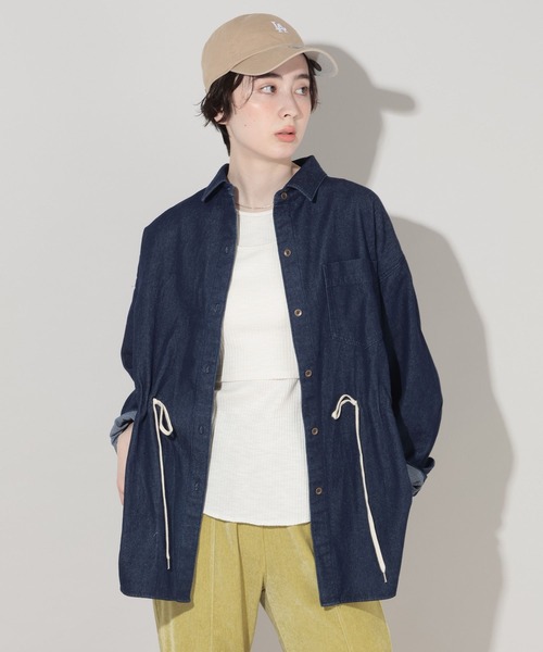 GEORGE'S(ジョージズ)の「ドロストデニムシャツ(シャツ/ブラウス・レディース・ベージュ/ネイビー/ブルー・FREE)」の21枚目の写真