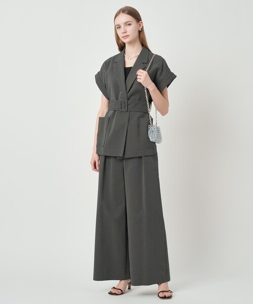 ANAYI（アナイ）の「【セットアップ対応商品】モノトーンドットジャガードタックワイドパンツ（その他パンツ・レディース・ブラック/アイボリー・38/36/34）」の3枚目の写真