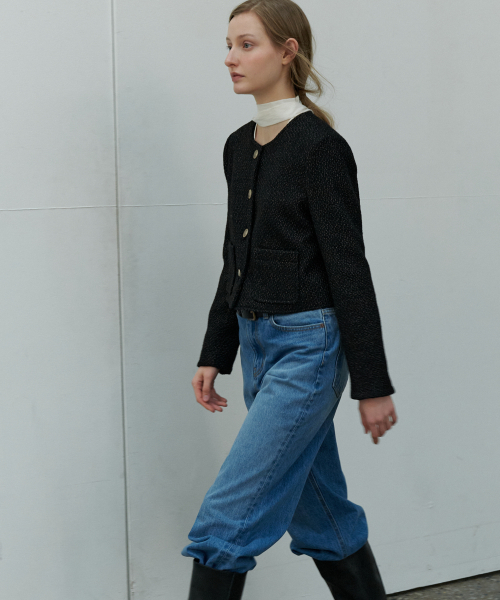 SO IR(ソイール)の「TWEED CROP JACKET - BLACK(その他アウター・レディース・その他・FREE)」の2枚目の写真