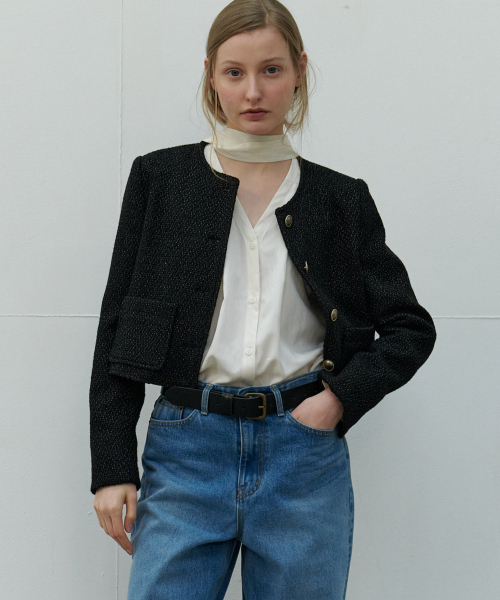 SO IR(ソイール)の「TWEED CROP JACKET - BLACK(その他アウター・レディース・その他・FREE)」の3枚目の写真
