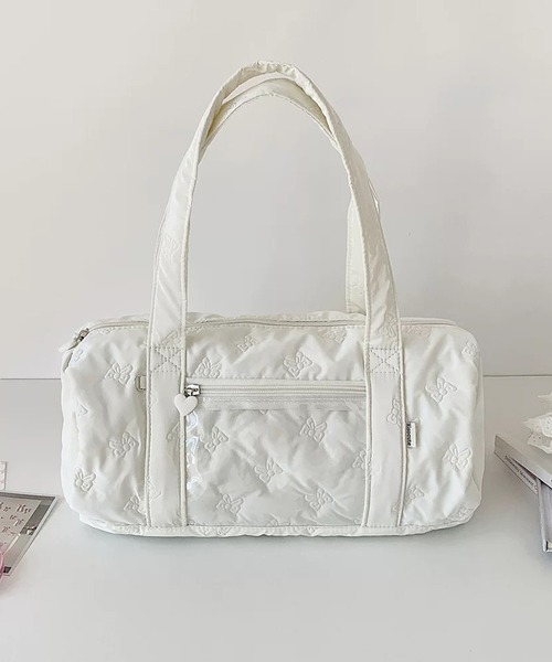 shopnikoniko（ショップニコニコ）の「痛バ 痛バッグ  推し活 リボンキルティング クリアポケット付き ボストンバッグ（ボストンバッグ・レディース・ホワイト/シルバー/ピンク・フリー）」の10枚目の写真