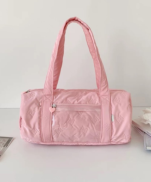 shopnikoniko（ショップニコニコ）の「痛バ 痛バッグ  推し活 リボンキルティング クリアポケット付き ボストンバッグ（ボストンバッグ・レディース・ホワイト/シルバー/ピンク・フリー）」の12枚目の写真