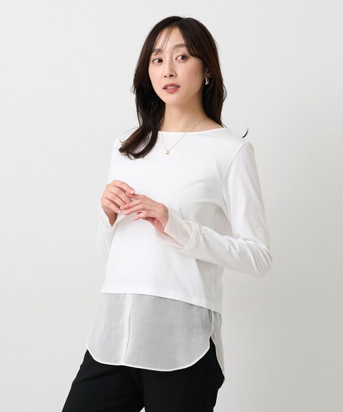 UNTITLED(アンタイトル)の「【洗える/Tシャツ】シャツディテールレイヤードプルオーバー(Tシャツ/カットソー・レディース・ホワイト・44/04/02/00/50/48)」の7枚目の写真