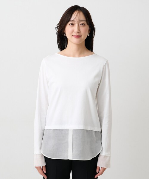UNTITLED(アンタイトル)の「【洗える/Tシャツ】シャツディテールレイヤードプルオーバー(Tシャツ/カットソー・レディース・ホワイト・44/04/02/00/50/48)」の10枚目の写真