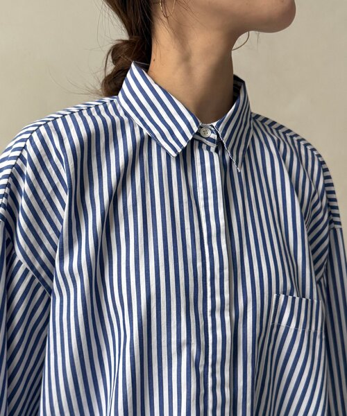 DouDou（ドゥドゥ）の「DD刺繍チュニックシャツ（シャツ/ブラウス・レディース・サックスブルー/オフホワイト/ブルー/ベージュ・FREE）」の7枚目の写真