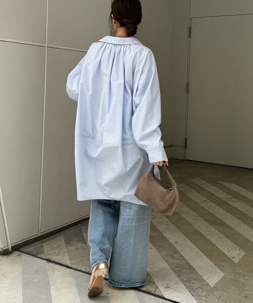 DouDou（ドゥドゥ）の「DD刺繍チュニックシャツ（シャツ/ブラウス・レディース・サックスブルー/オフホワイト/ブルー/ベージュ・FREE）」の21枚目の写真